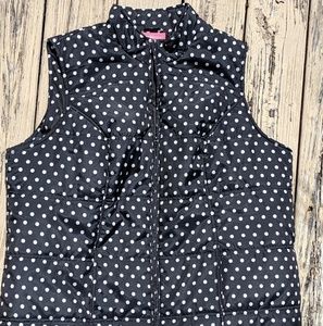 Woman Within Black and White Polkadot puffer vest